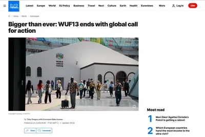 Euronews подготовил материал, посвященный итогам WUF13 в Баку