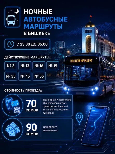 Теперь в приложении «Мой город» отображаются «Ночные рейсы»