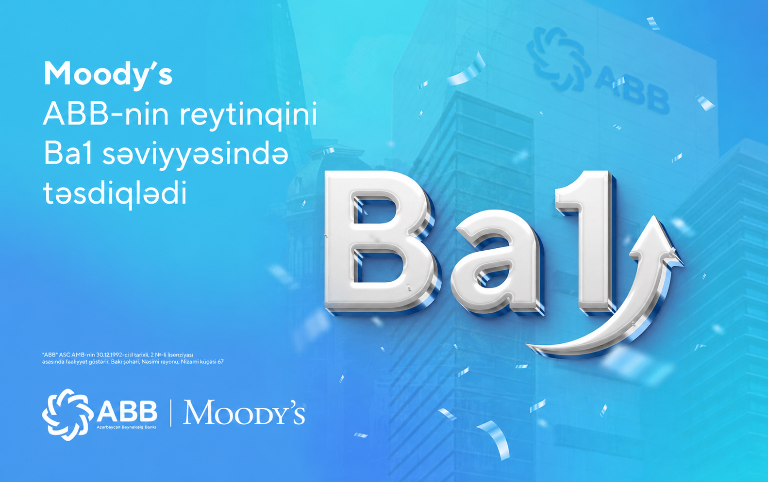 Moody’s сохранило рейтинг Банка ABB на высоком уровне!