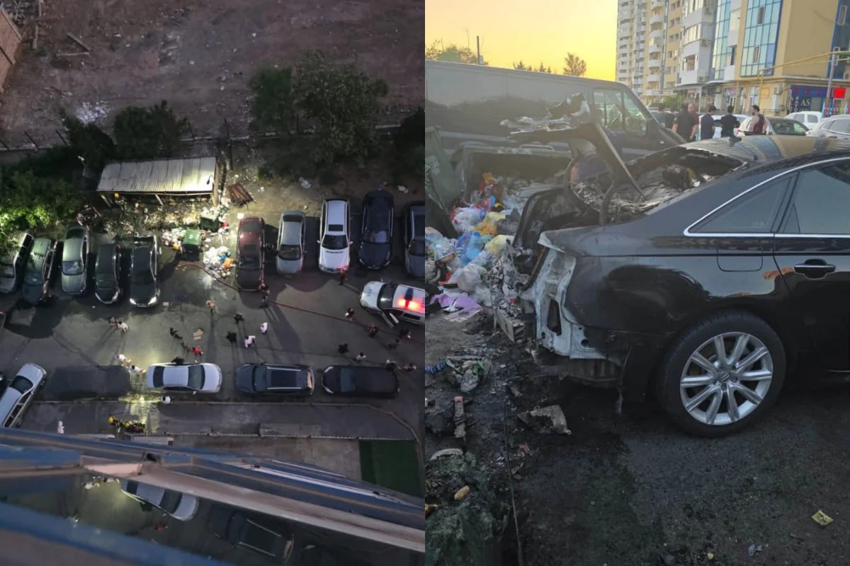 В Баку из-за возгорания мусора пострадали автомобили