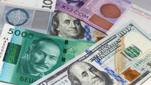 Курс валют: Банки продают доллар по 87,8 сома, рубль по 1,13-1,15 сома