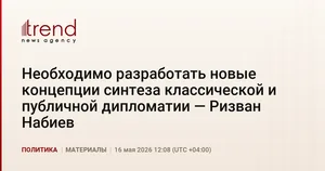 Необходимо разработать новые концепции синтеза классической и публичной дипломатии — Ризван Набиев