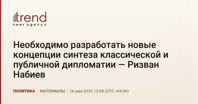 Необходимо разработать новые концепции синтеза классической и публичной дипломатии — Ризван Набиев