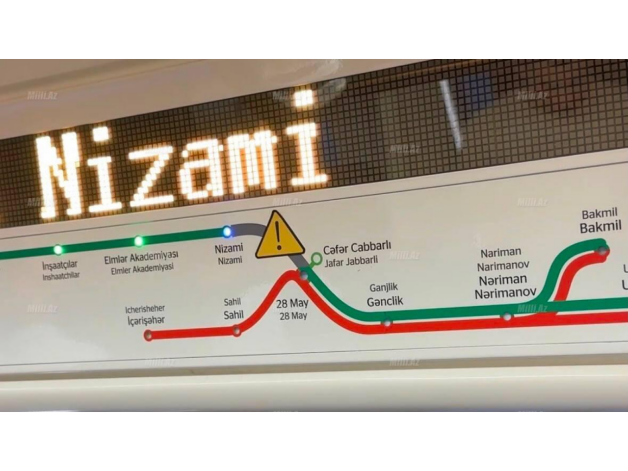 Sabahdan metroda dəyişiklik: "Nizami" və "28 May" arasında qatar olmayacaq