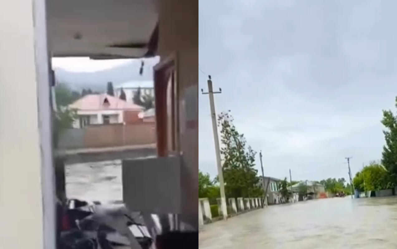Zaqatalada poçt binasını sel aparıb